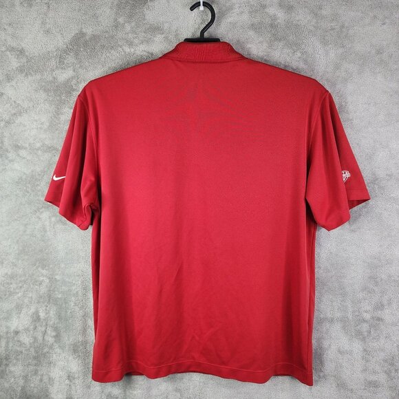Mens Red Nike Golf Dri-Fit Polo Shirt Short Sleeve 1/4 Button Up Size XL - Picture 9 of 12